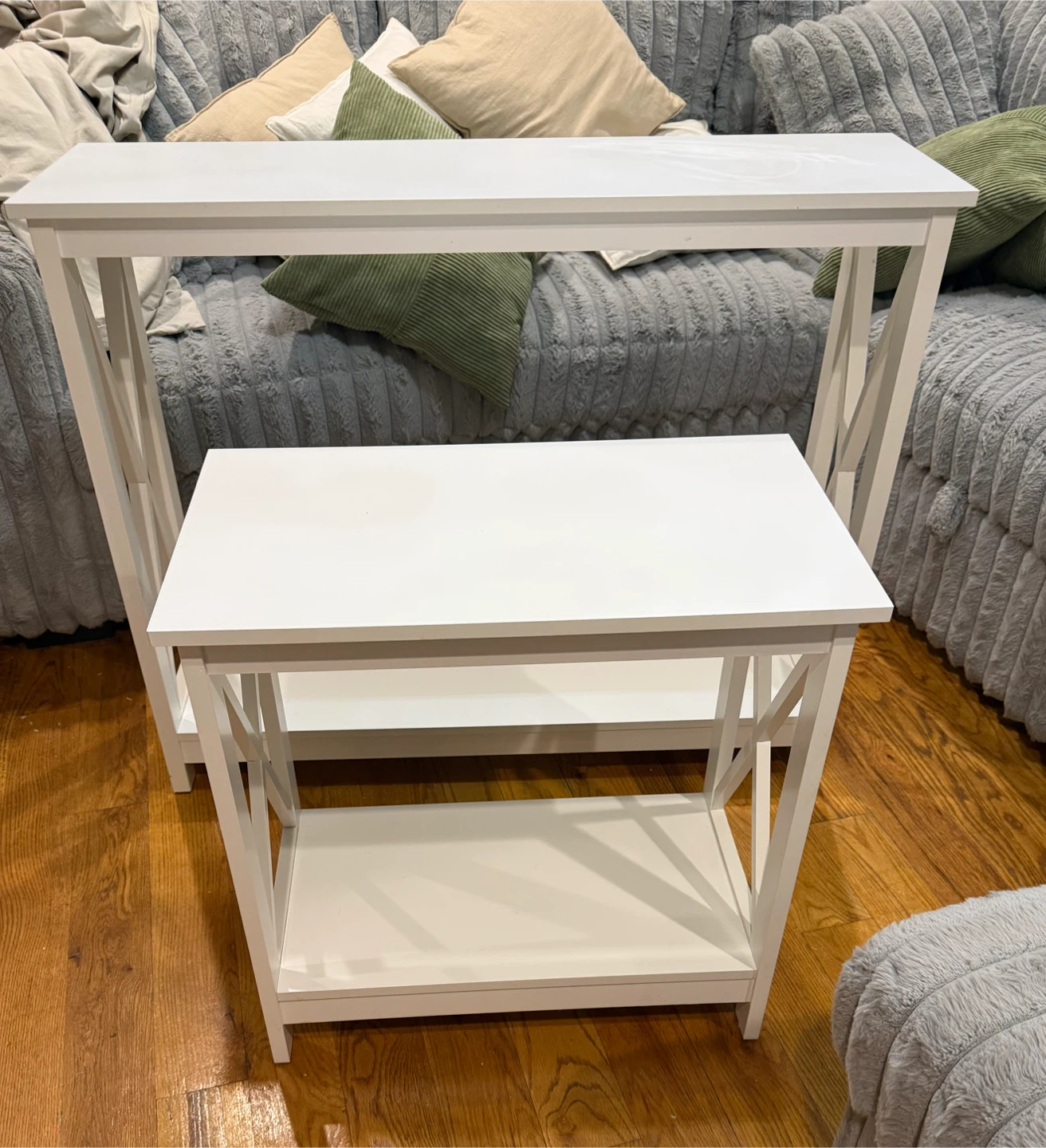 White X-Frame Console and Side Table Set - photo 2