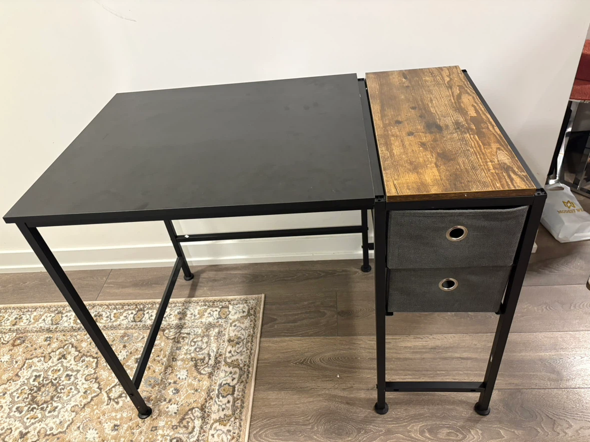 Industrial Style Desk with Two Fabric Drawers - photo 2
