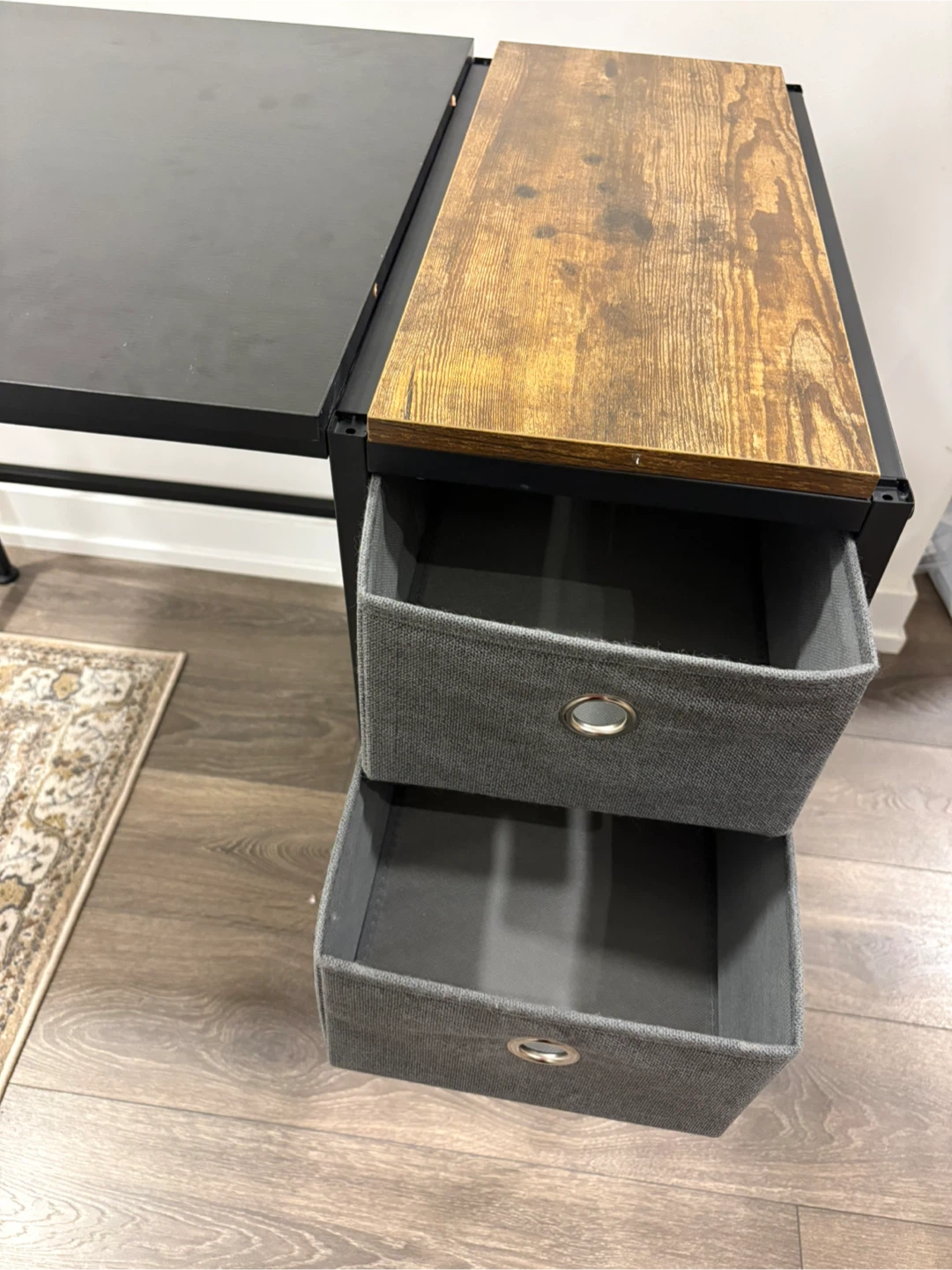 Industrial Style Desk with Two Fabric Drawers - photo 3
