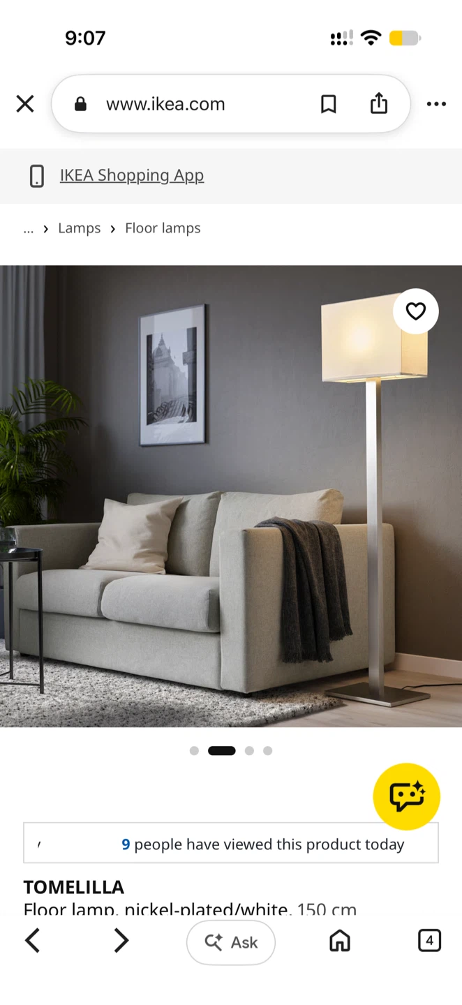 IKEA Tomelilla Floor Lamp Nickel-Plated/White - photo 2