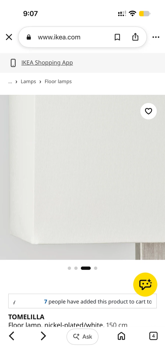IKEA Tomelilla Floor Lamp Nickel-Plated/White - photo 3