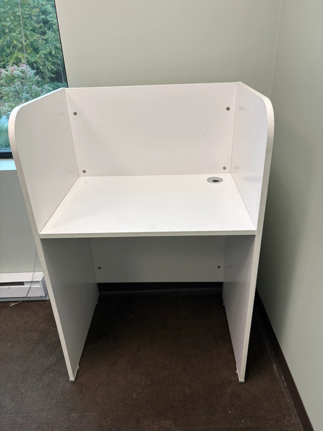 White Study Carrel Privacy Desk - photo 2