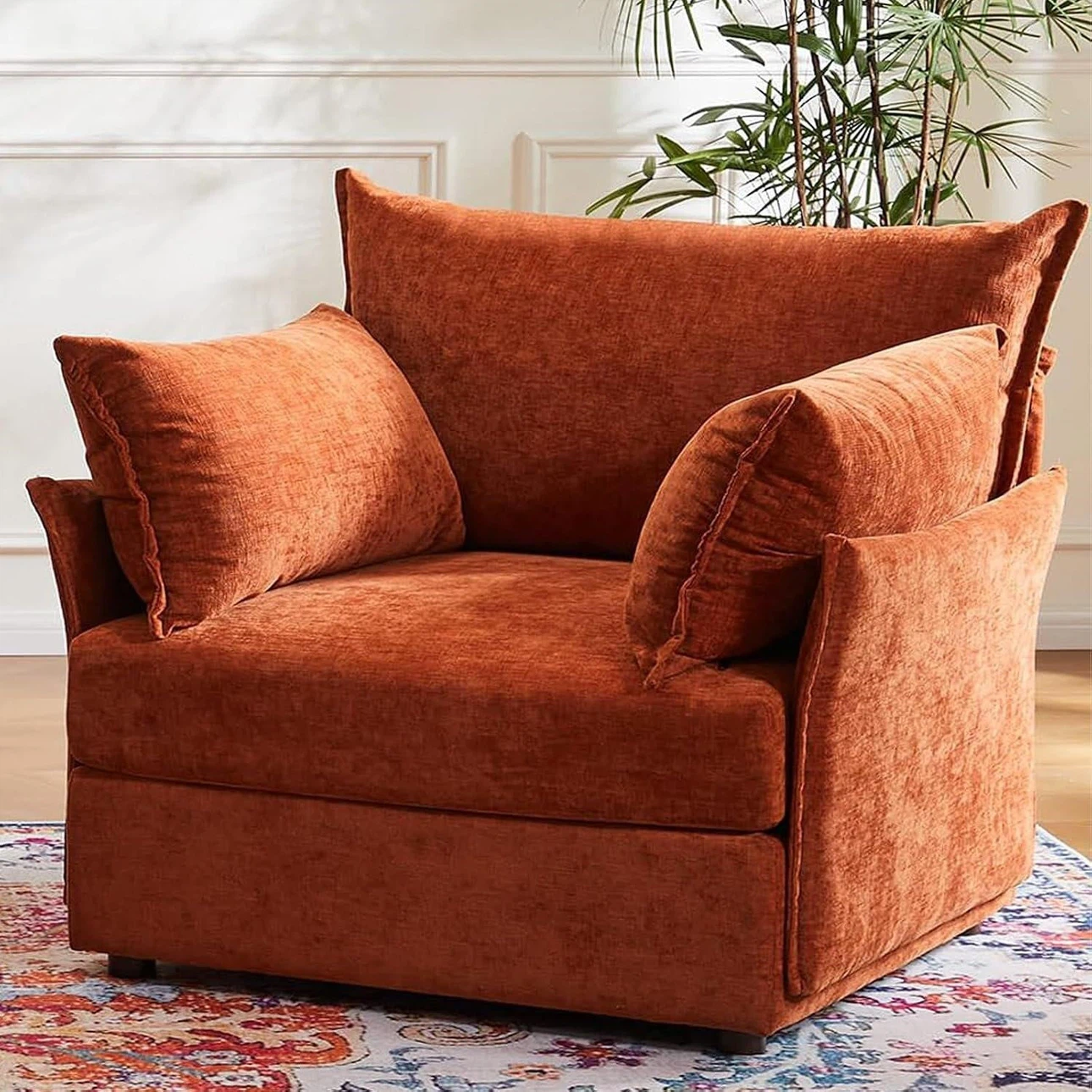 Orange Chenille Accent Chair
