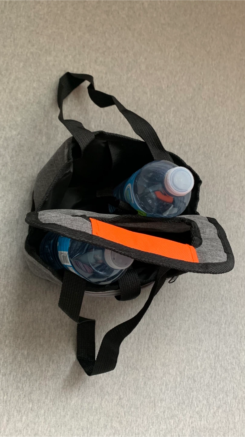 Grey Drink Carrier with Zippered Pocket - Brand New