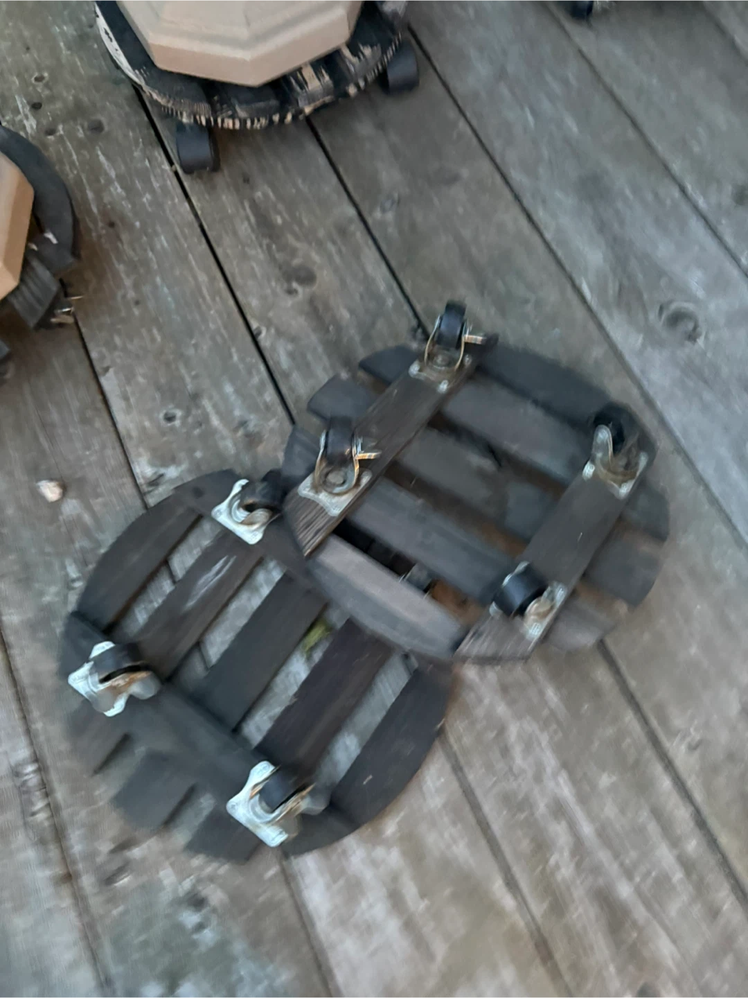 Set of 4 Urn Planters with Wooden plastic Dollies$75 - photo 2