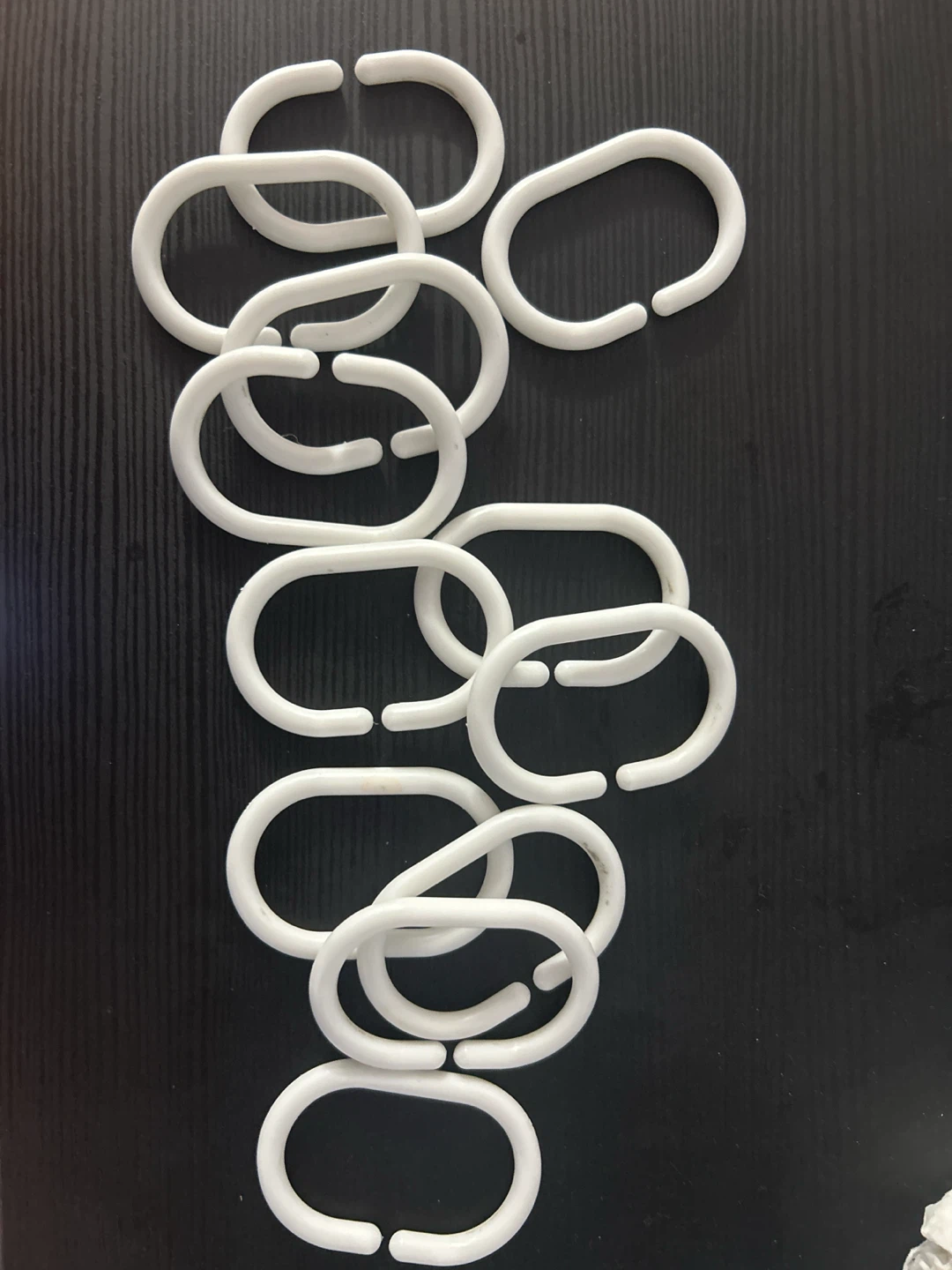 Set of 12 White Plastic Shower Curtain Rings