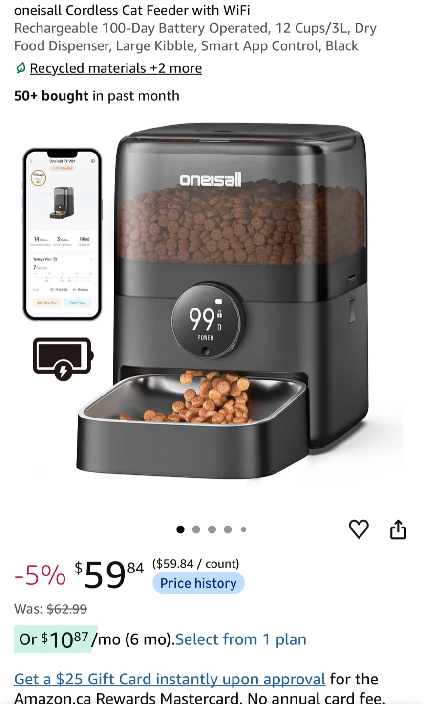 New Oneisall Cordless Cat Feeder with WiFi