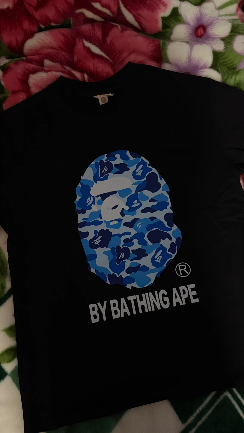 A Bathing Ape (BAPE) Blue ABC Camo Ape Head Tee - Black (Size S)