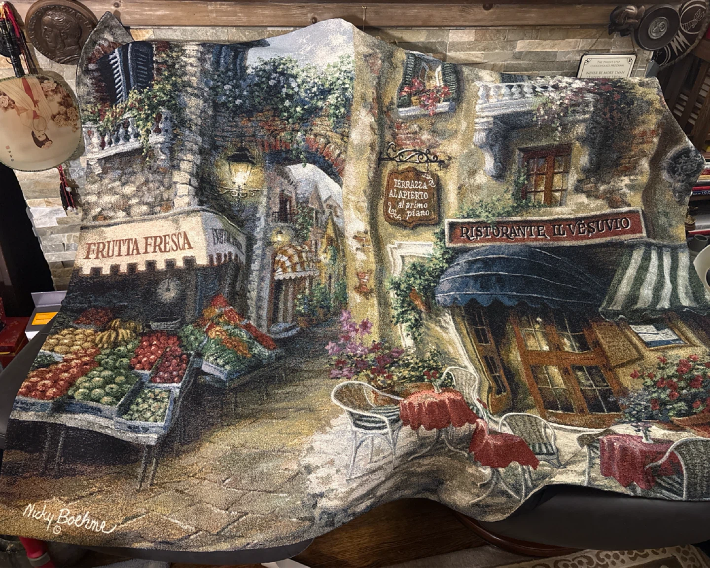 Nicky Boehme Italian Scene Woven Tapestry Throw