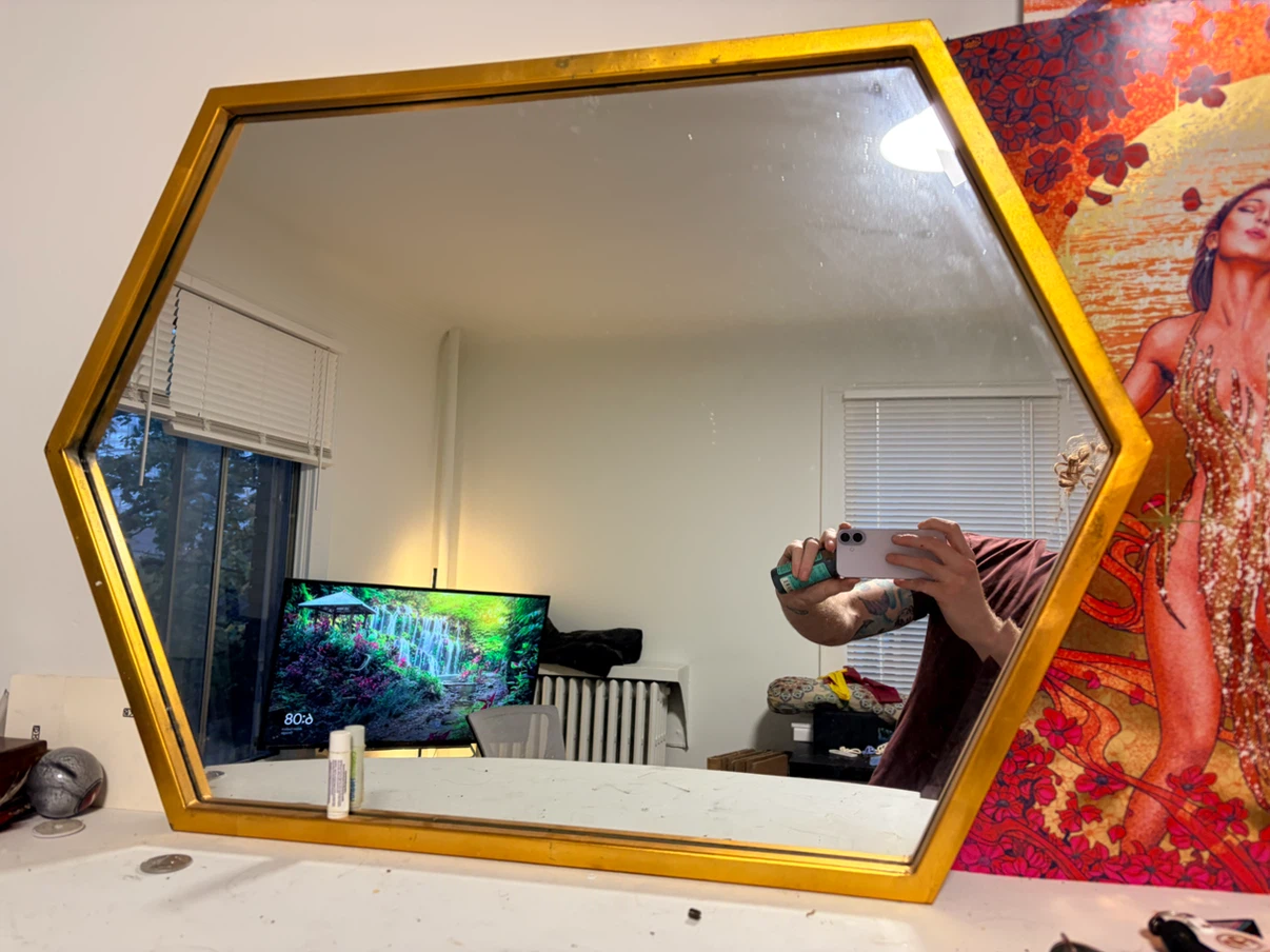 Hexagonal Gold Wall Mirror