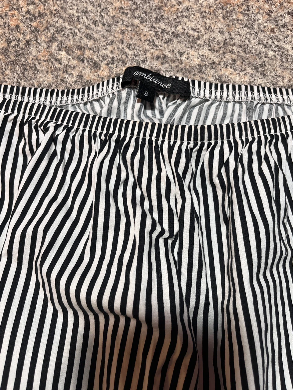 Ambiance Black and White Striped Off-Shoulder Top - photo 2