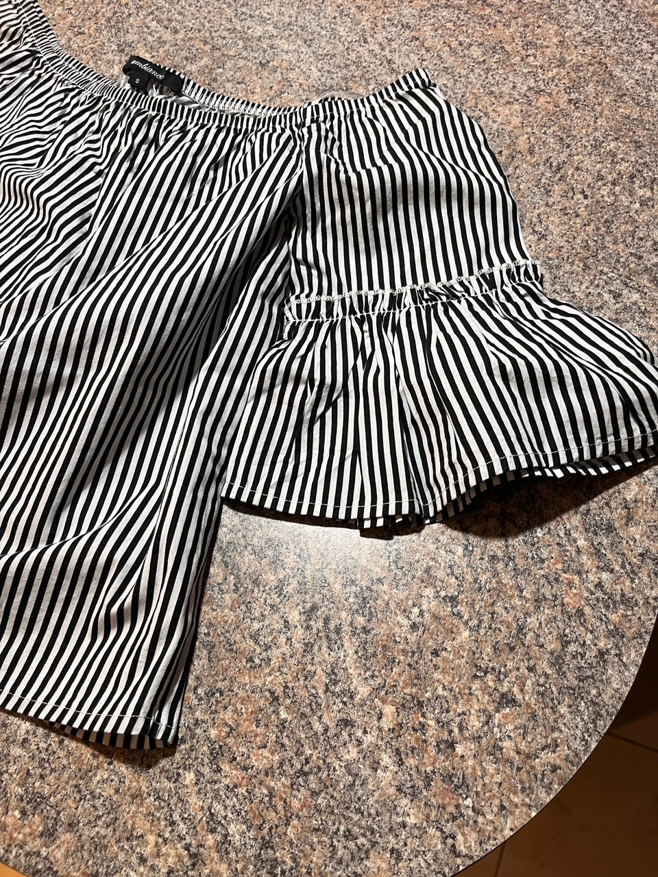 Ambiance Black and White Striped Off-Shoulder Top - photo 3