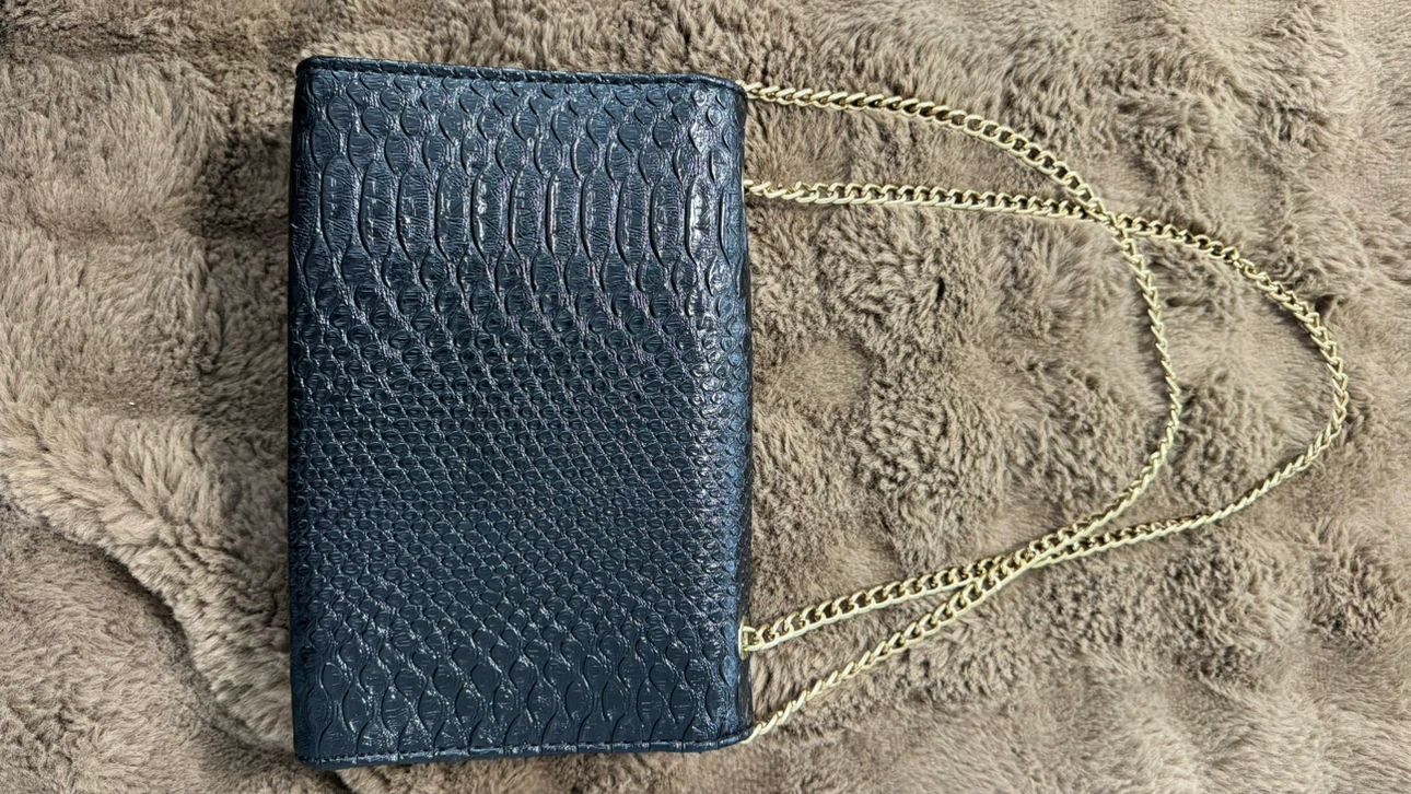 Saint Laurent YSL black snake-embossed shoulder bag - photo 2