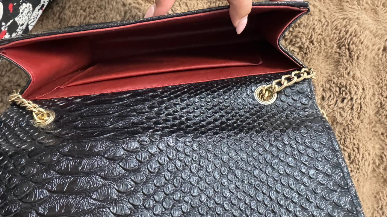 Saint Laurent YSL black snake-embossed shoulder bag - photo 3