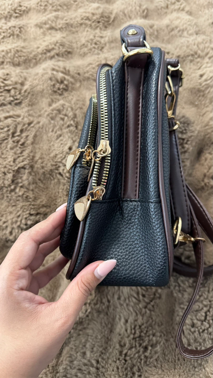 Small black and brown backpack purse - photo 3
