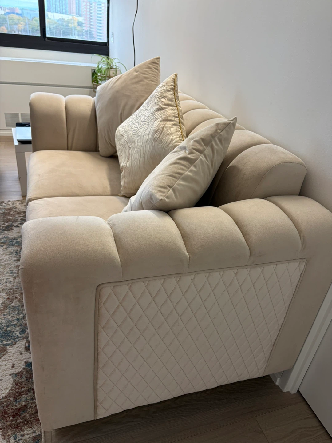 Cream Velvet Sofa and Loveseat Set - photo 2