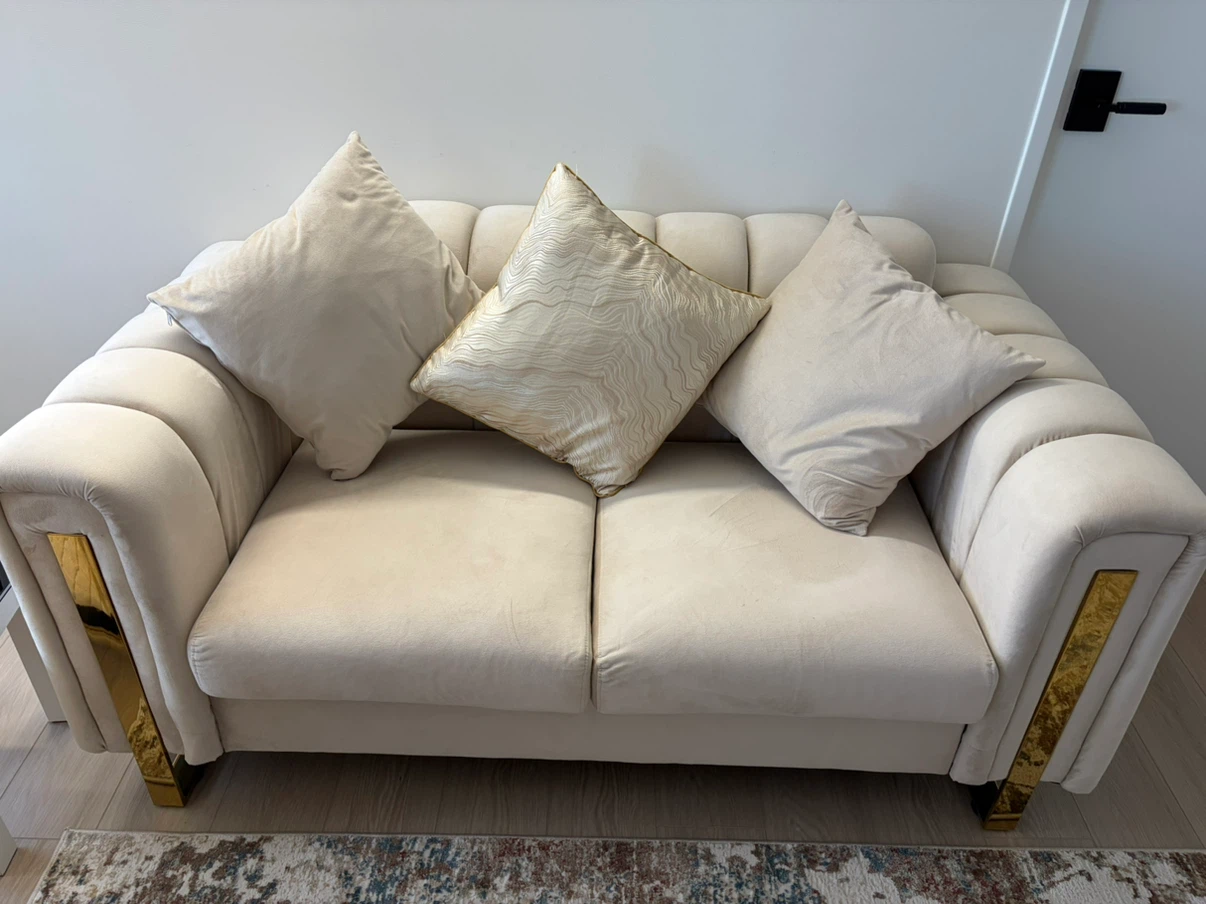 Cream Velvet Sofa and Loveseat Set - photo 5