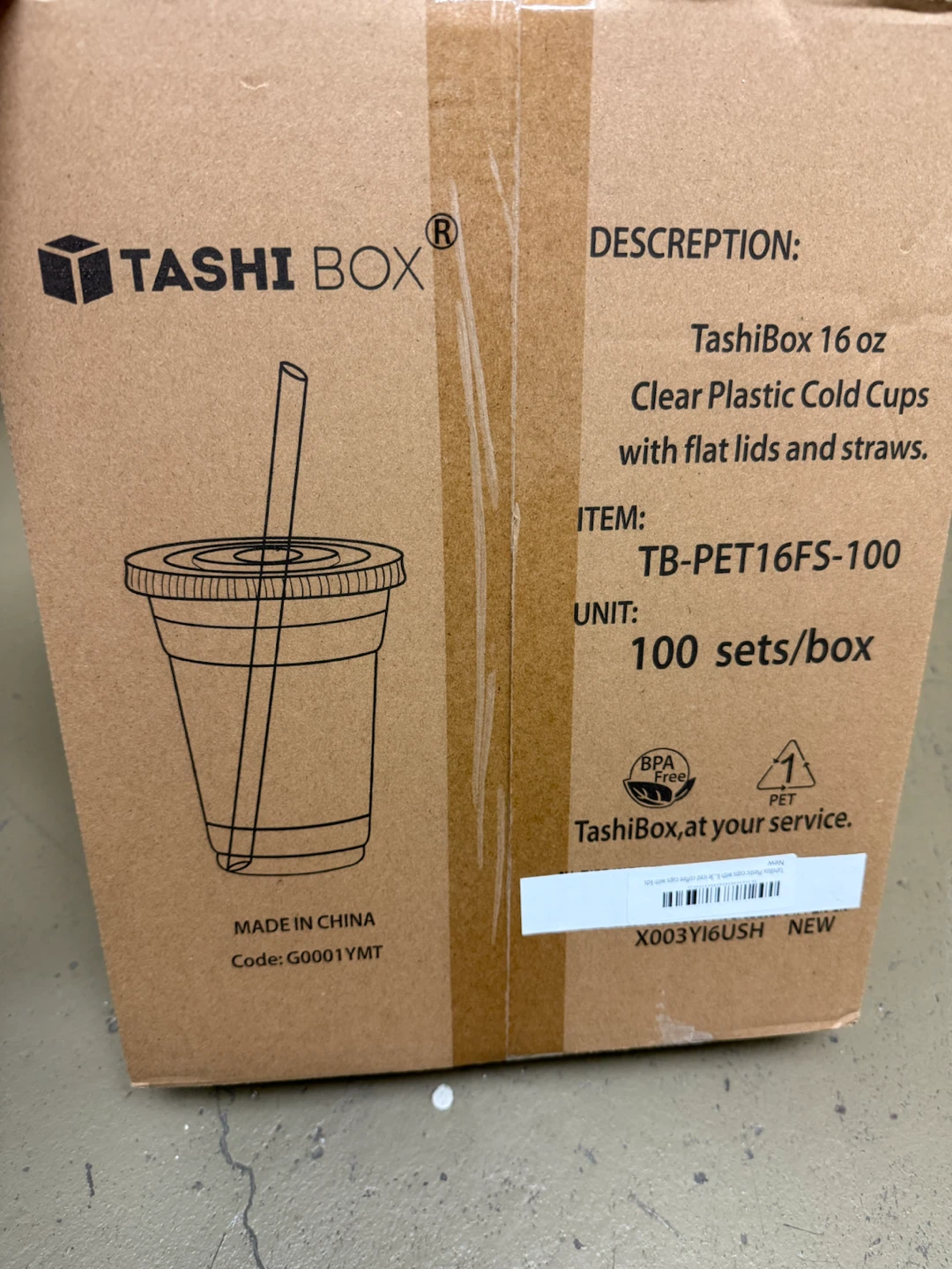 TashiBox 16oz Clear Plastic Cold Cup Set