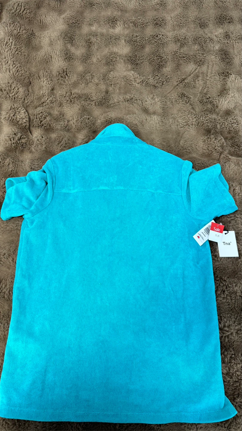 Tna Turquoise Terry Cloth Button-Down Shirt - photo 3