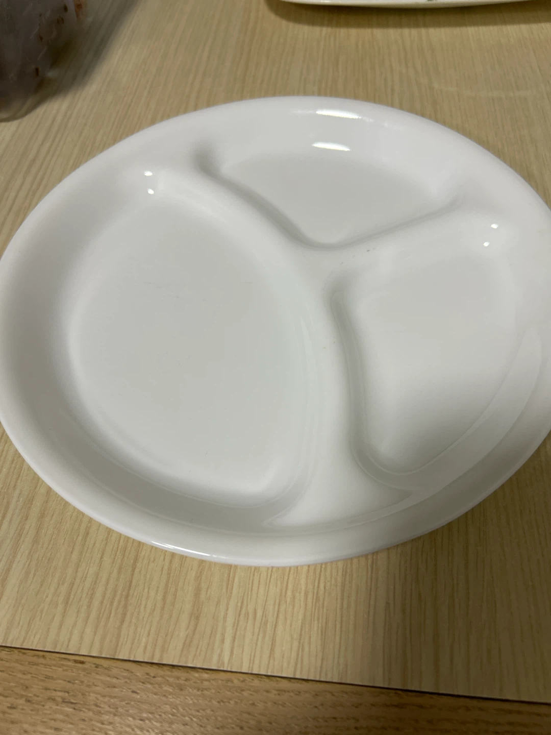 White Three-Section Divided dinner Plate