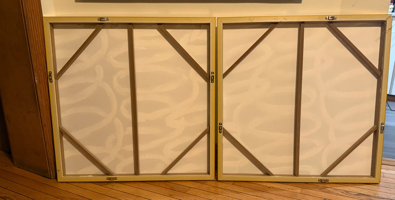 Set of 2 Large Colleen Karis Abstract Canvas Paintings – Gold - photo 5