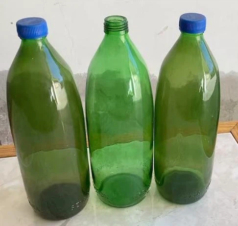 Set of 3 Vintage Green Glass Refrigerator Bottles