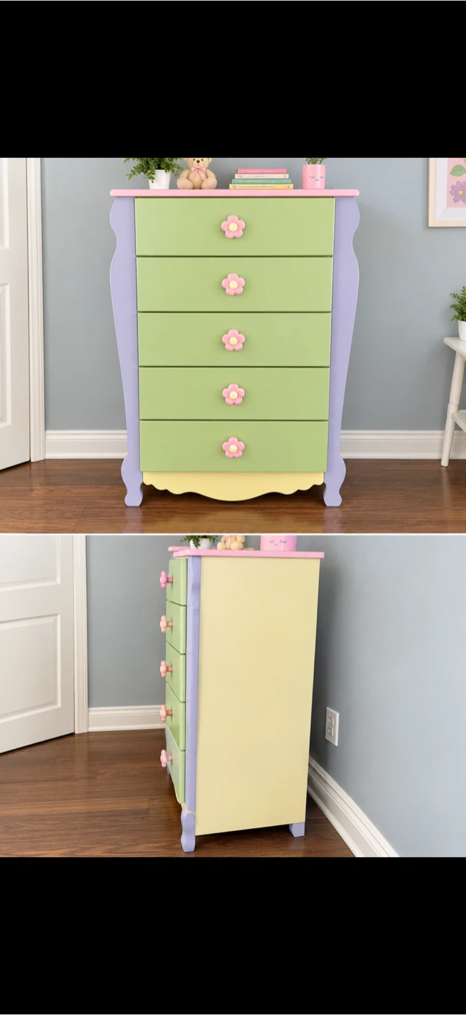 Pastel Five Drawer Dresser