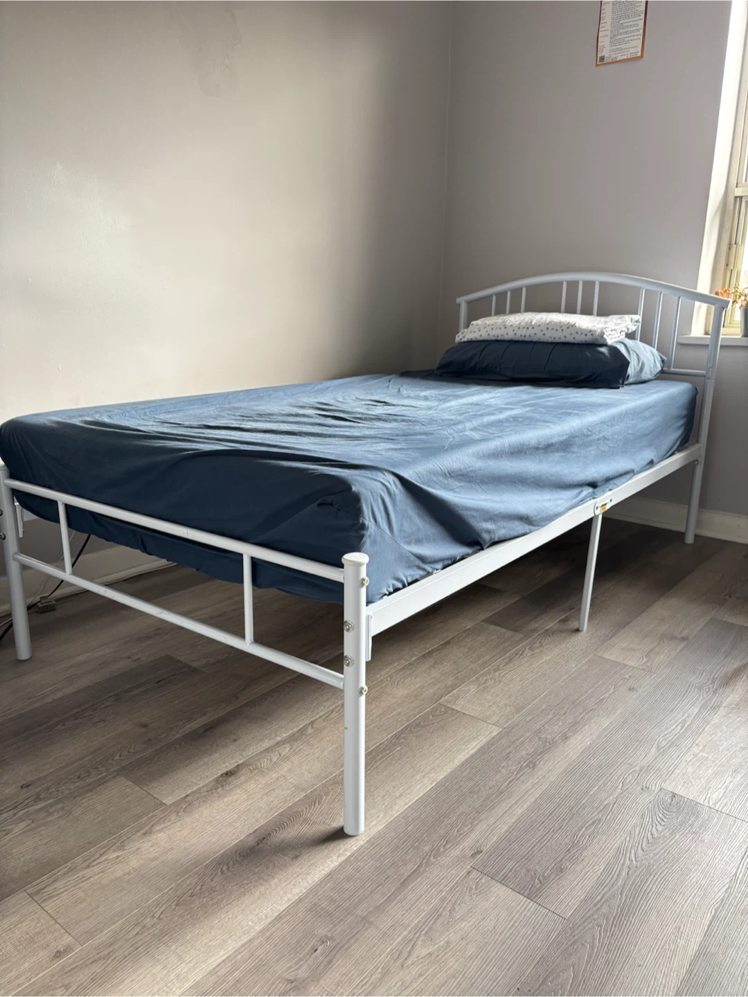 White Metal Twin Bed Frame and Mattress - photo 2