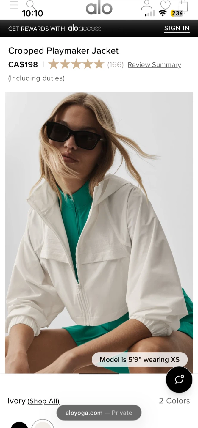 BNWOT Alo Yoga Cropped Playmaker Jacket, size M