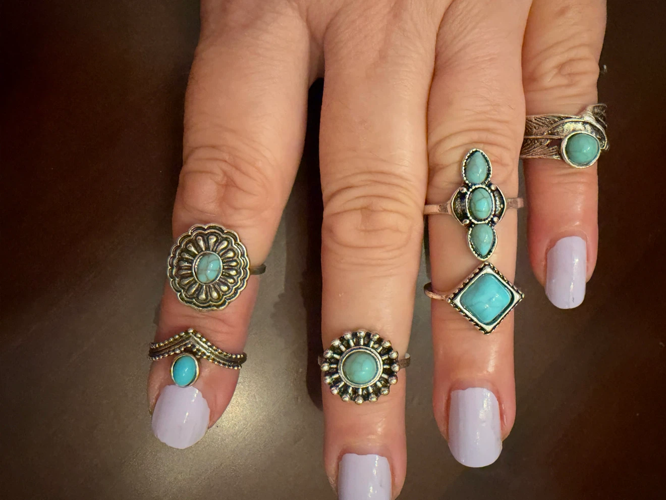 Set of 6 Assorted Bohemian Style Rings
