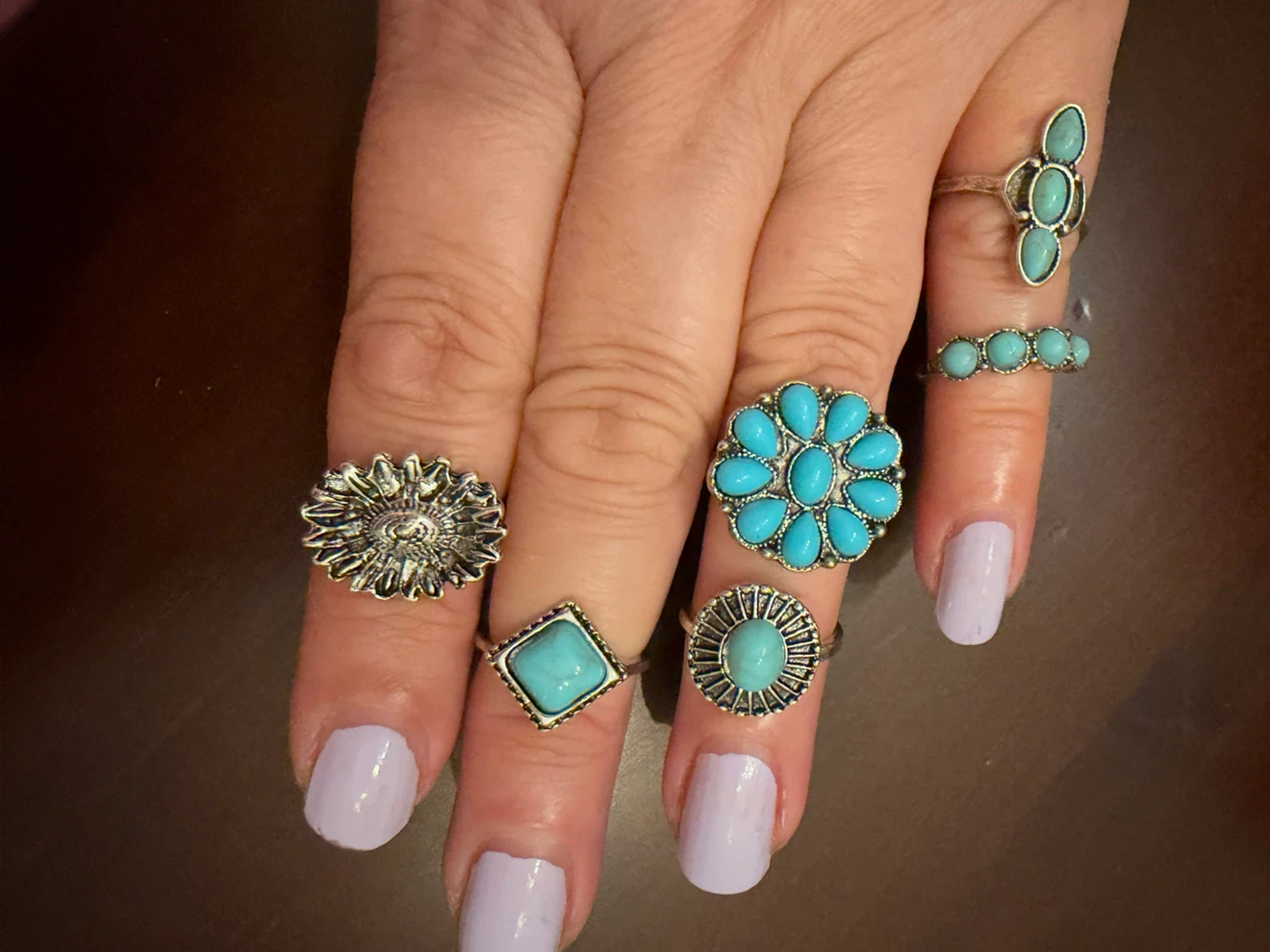 Set of 6 assorted boho rings