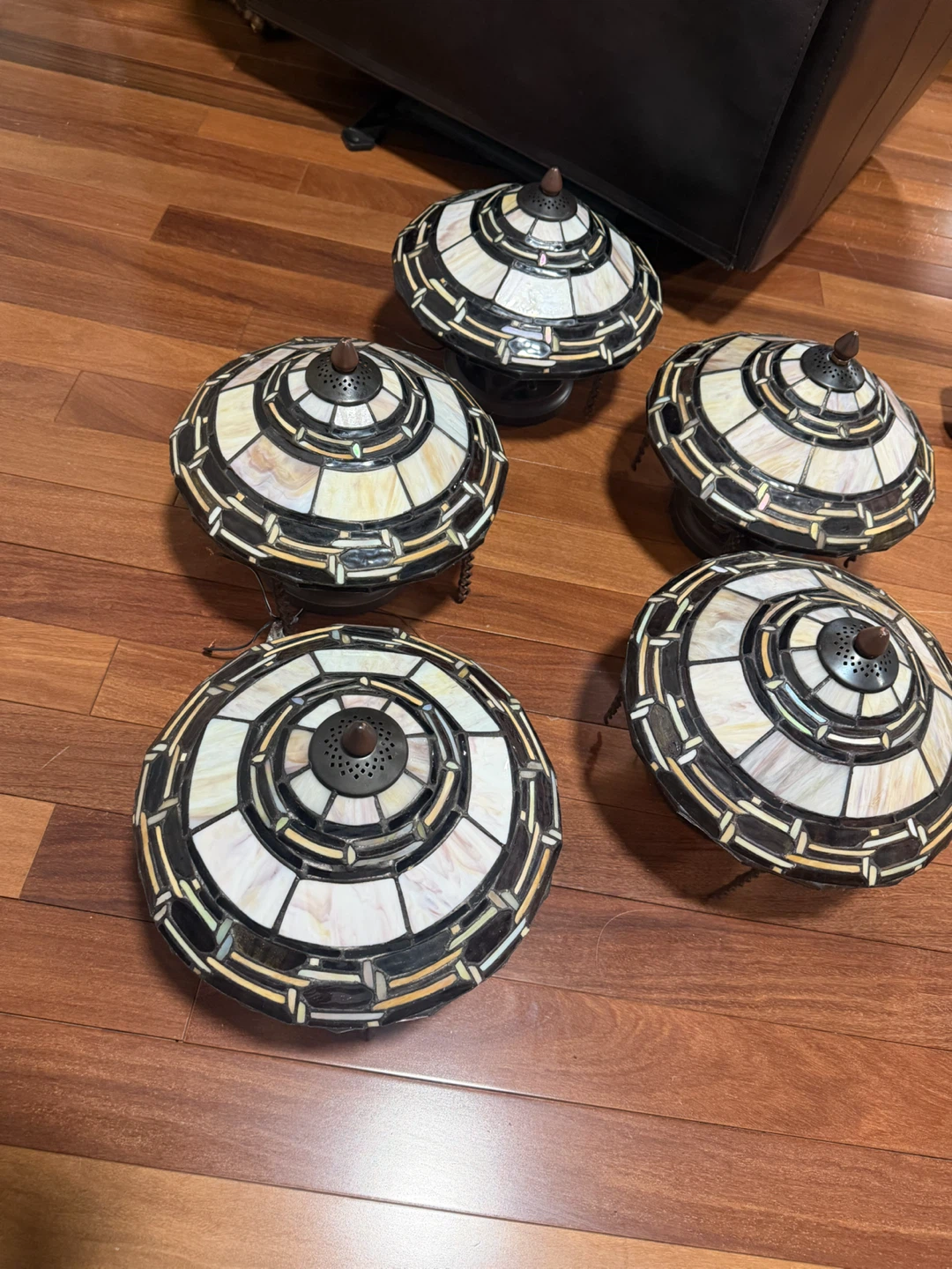 Set of 5 Tiffany-Style Stained Glass Flush Mount Ceiling Lights - photo 2
