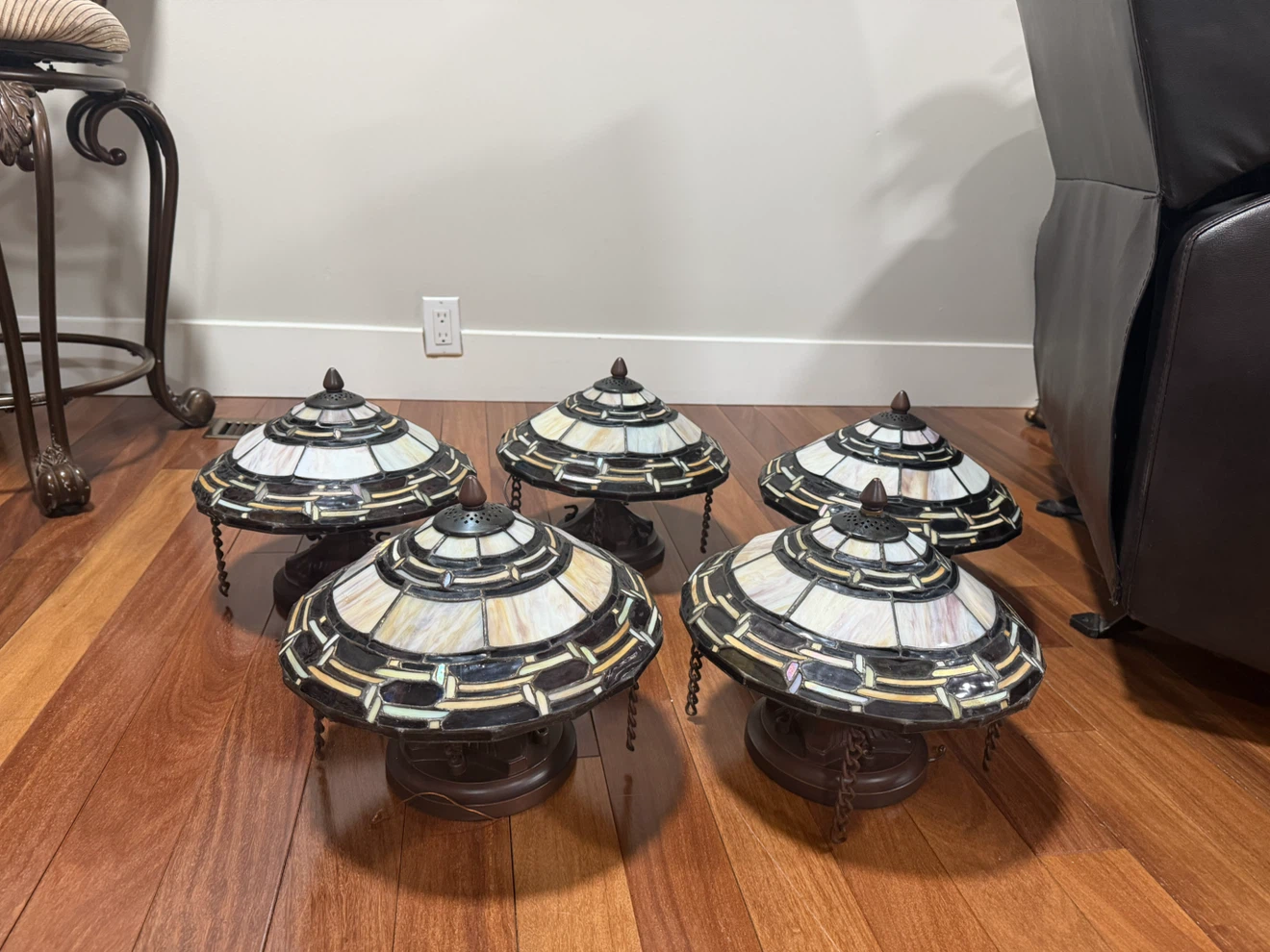 Set of 5 Tiffany-Style Stained Glass Flush Mount Ceiling Lights - photo 5