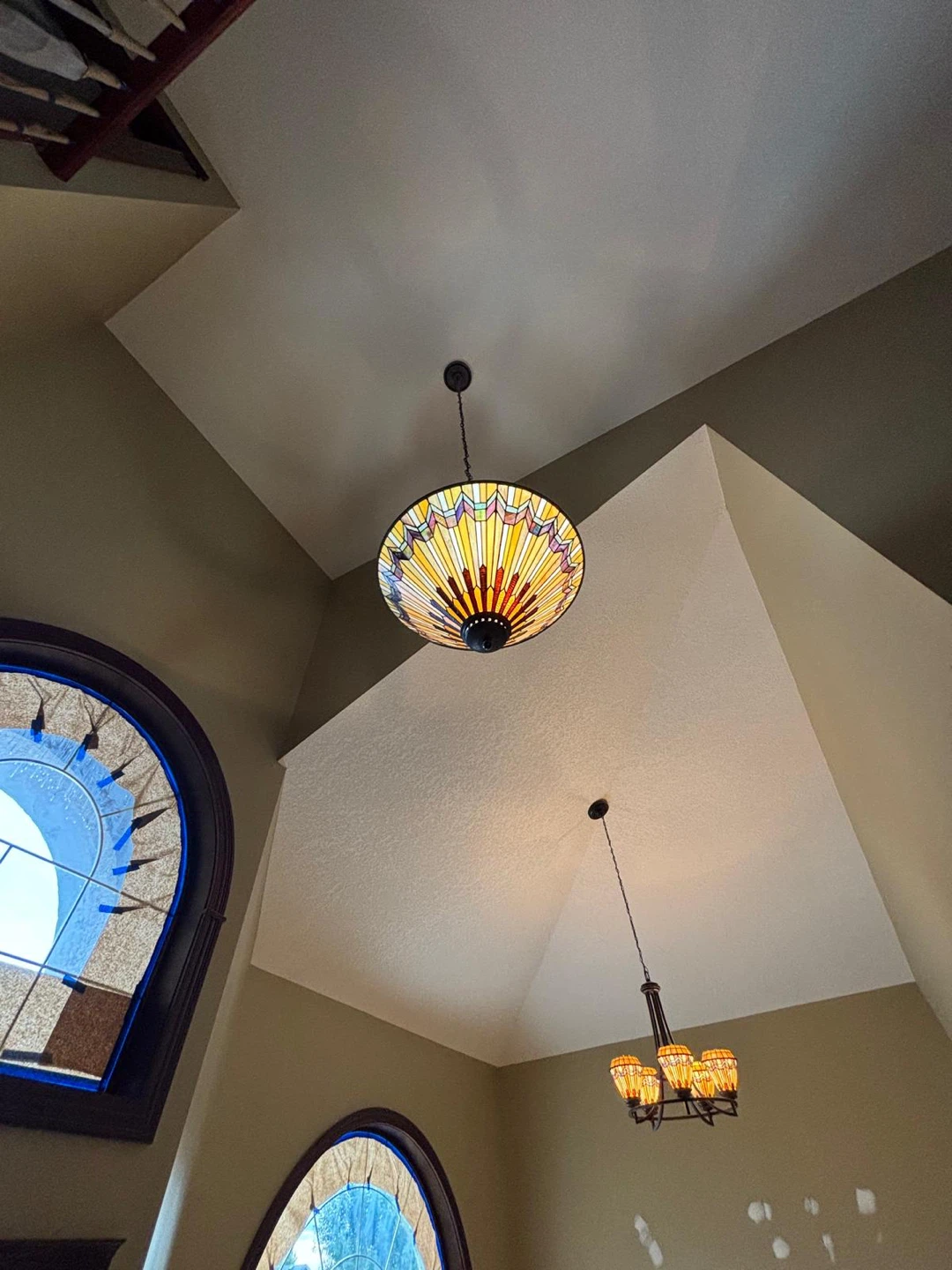 Art Deco Style Stained Glass Pendant Chandelier