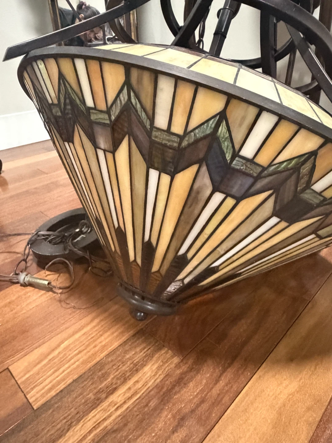 Art Deco Style Stained Glass Pendant Chandelier - photo 3