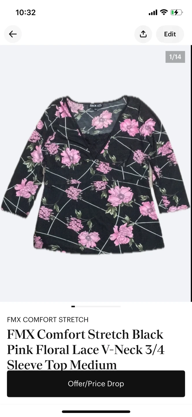 FMX Comfort Stretch Floral V-Neck Top