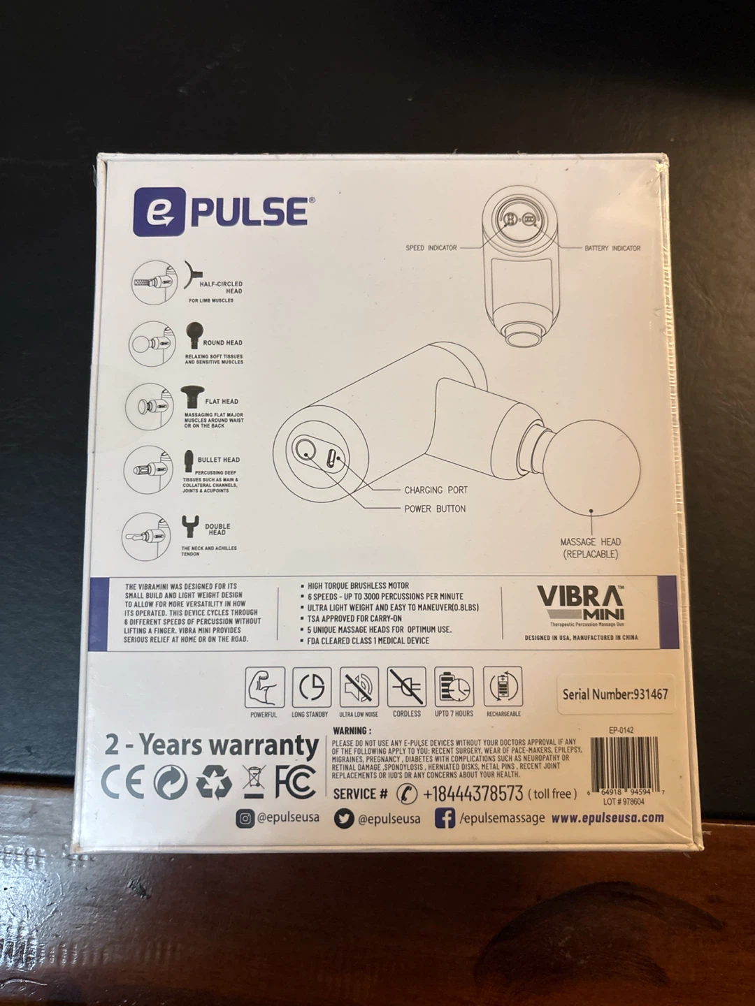 Brand new ePulse Vibra Mini Percussion Massagei Gun - photo 4