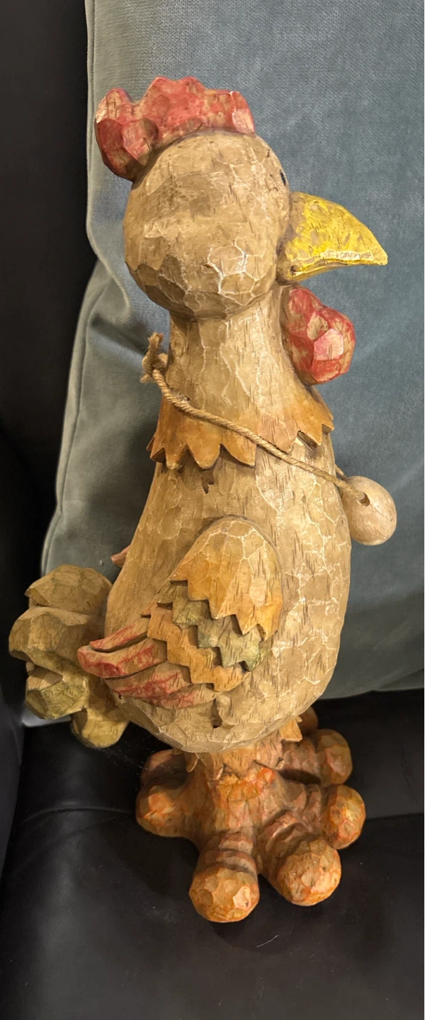 Decorative Hand-Carved Wooden Chicken Figurine - photo 2
