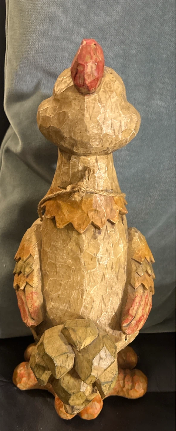 Decorative Hand-Carved Wooden Chicken Figurine - photo 3