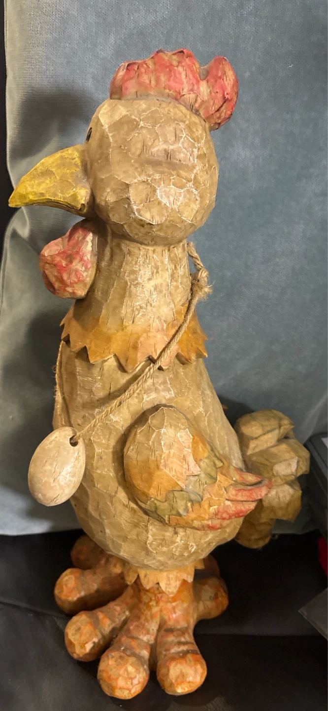 Decorative Hand-Carved Wooden Chicken Figurine - photo 4
