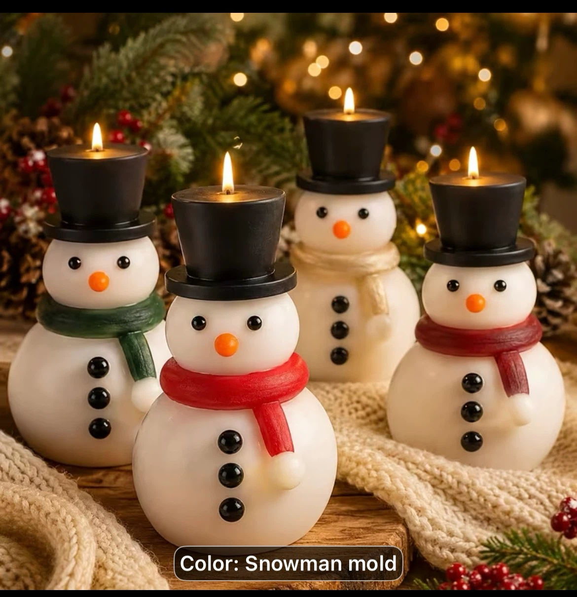 Set of Snowman Candles