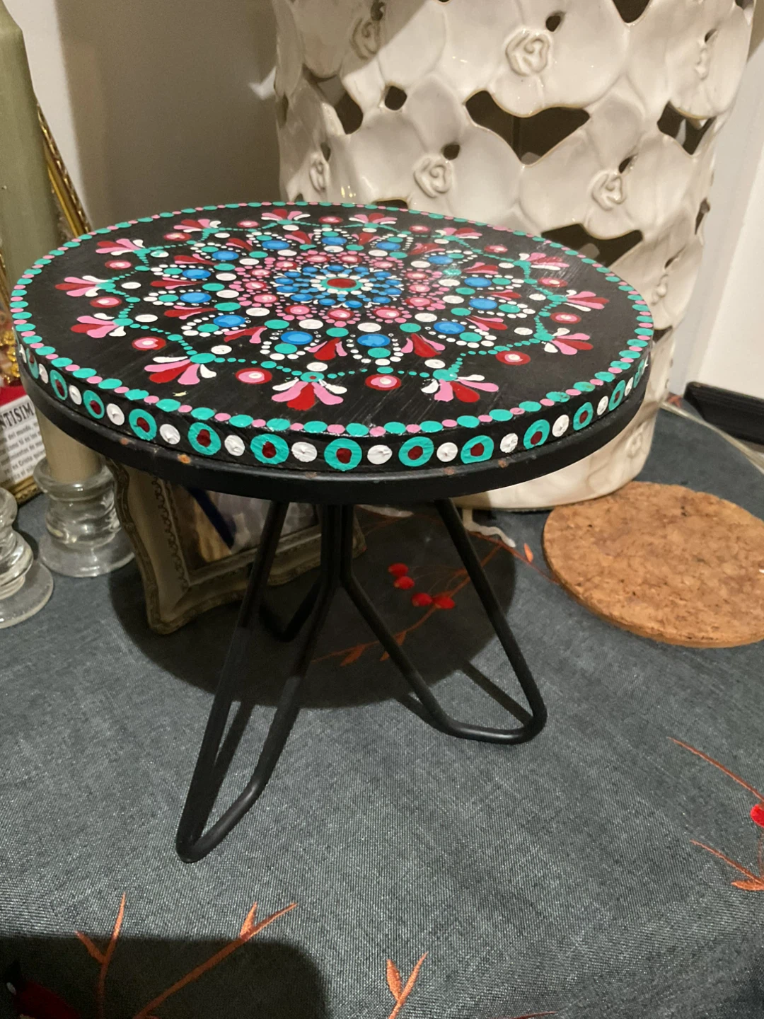Hand-painted Mandala Decorative Small Stool