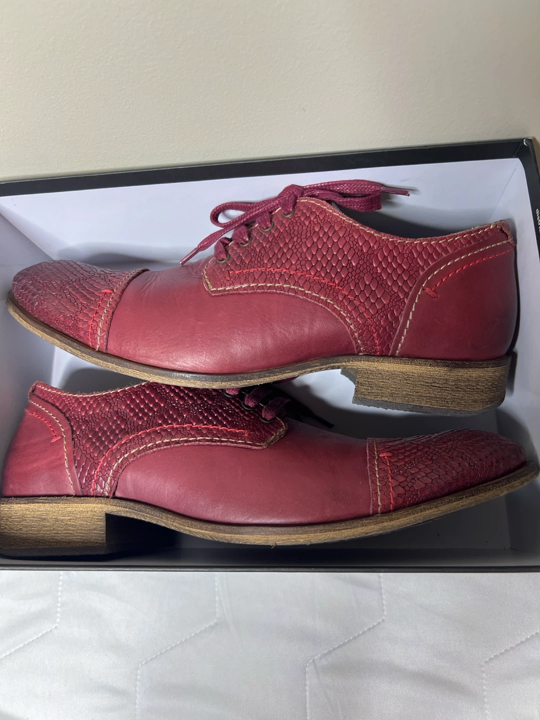 Rovers Burgundy Leather Lace-up Shoes Size 42
