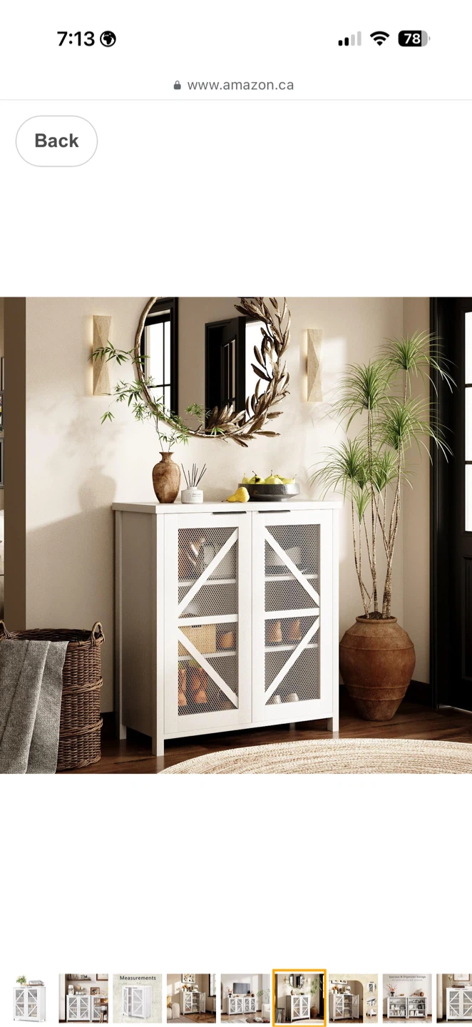 White Farmhouse Storage Cabinet with Mesh Doors - photo 2