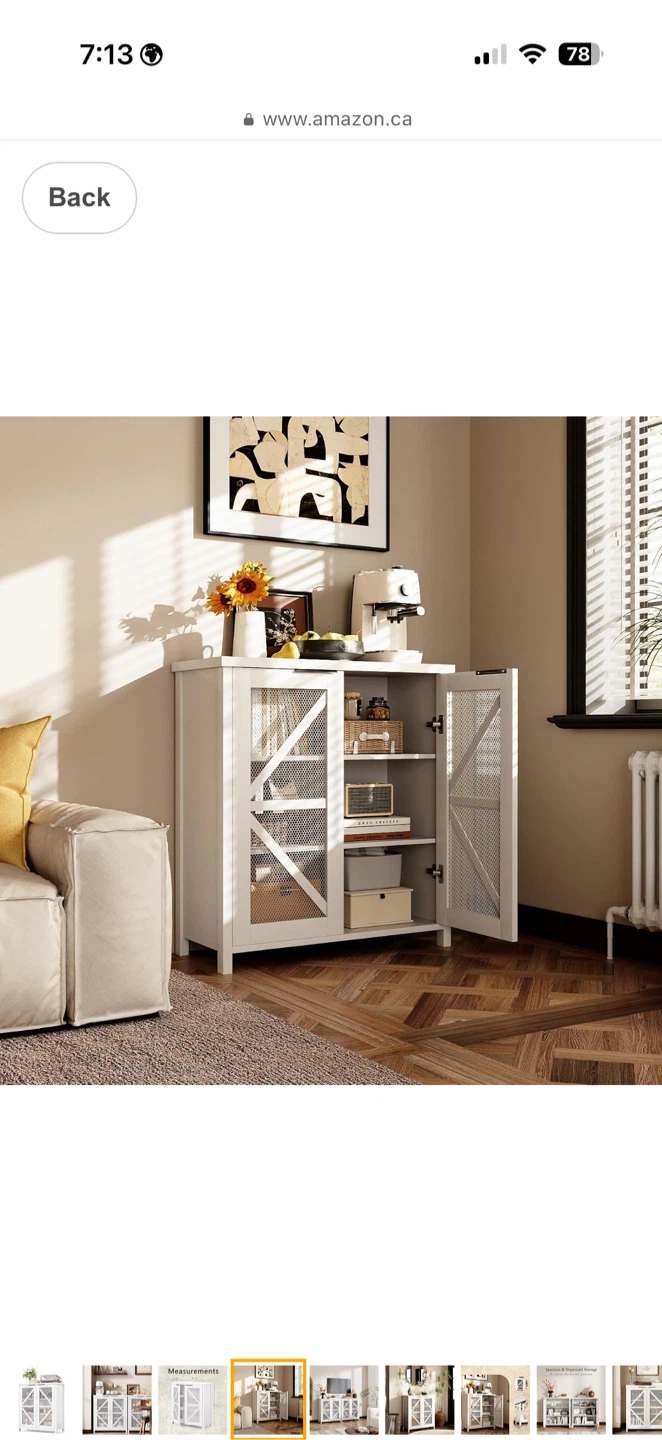 White Farmhouse Storage Cabinet with Mesh Doors - photo 3