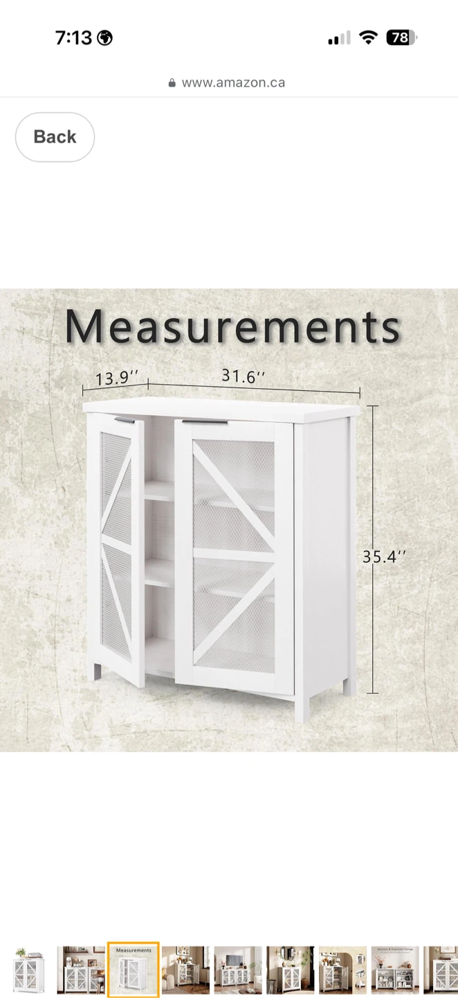 White Farmhouse Storage Cabinet with Mesh Doors - photo 4