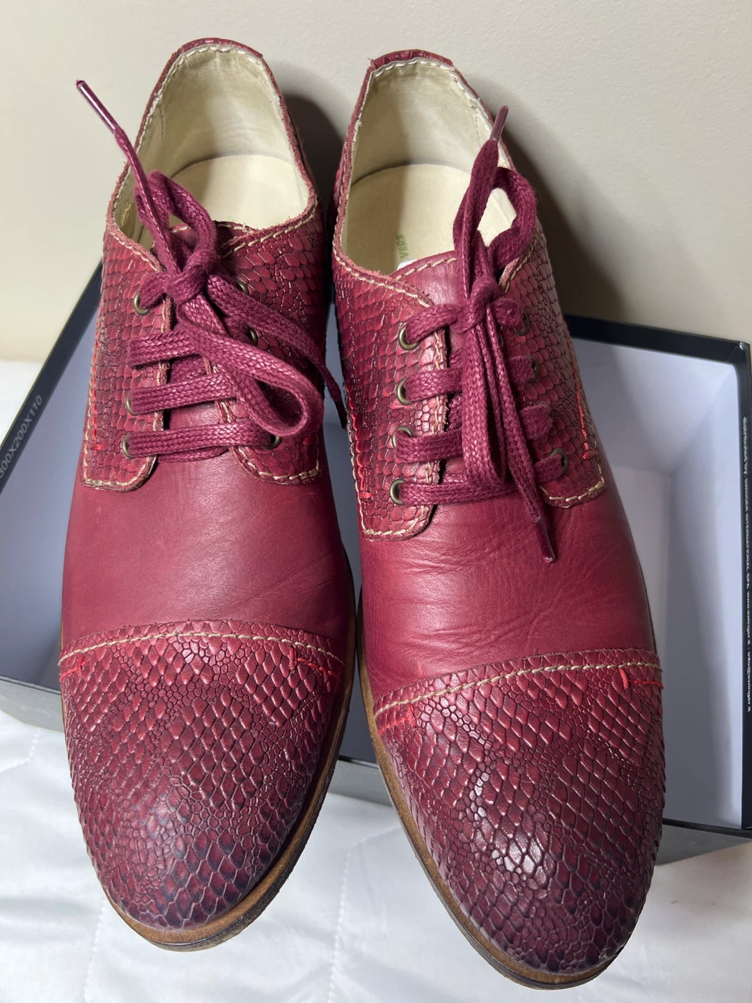 Rovers Burgundy Leather Lace-up Shoes Size 42 - photo 2