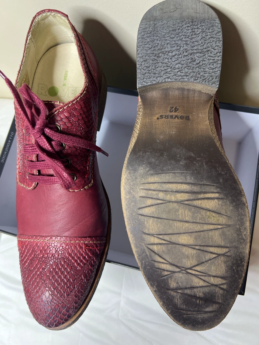 Rovers Burgundy Leather Lace-up Shoes Size 42 - photo 5