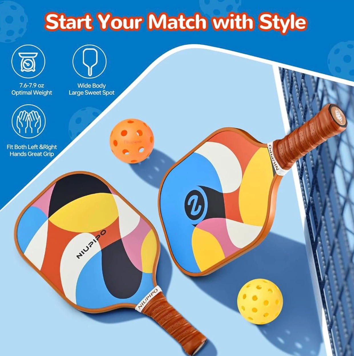 Niupipo MX-74 Pickleball Paddle Set with 4 Balls and Bag - photo 2