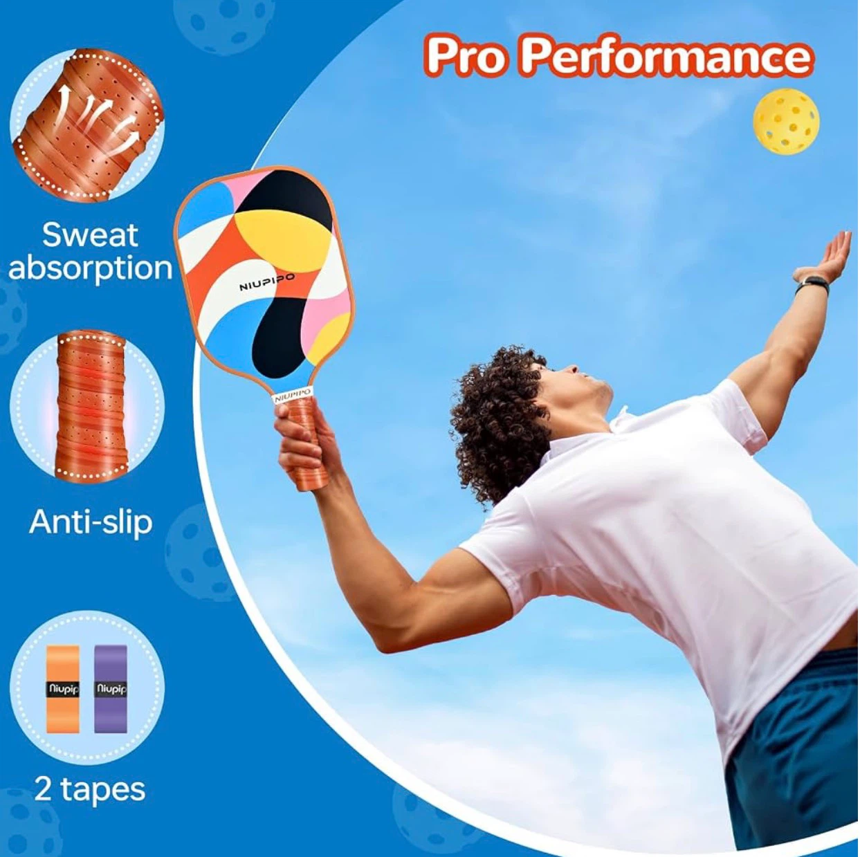 Niupipo MX-74 Pickleball Paddle Set with 4 Balls and Bag - photo 3